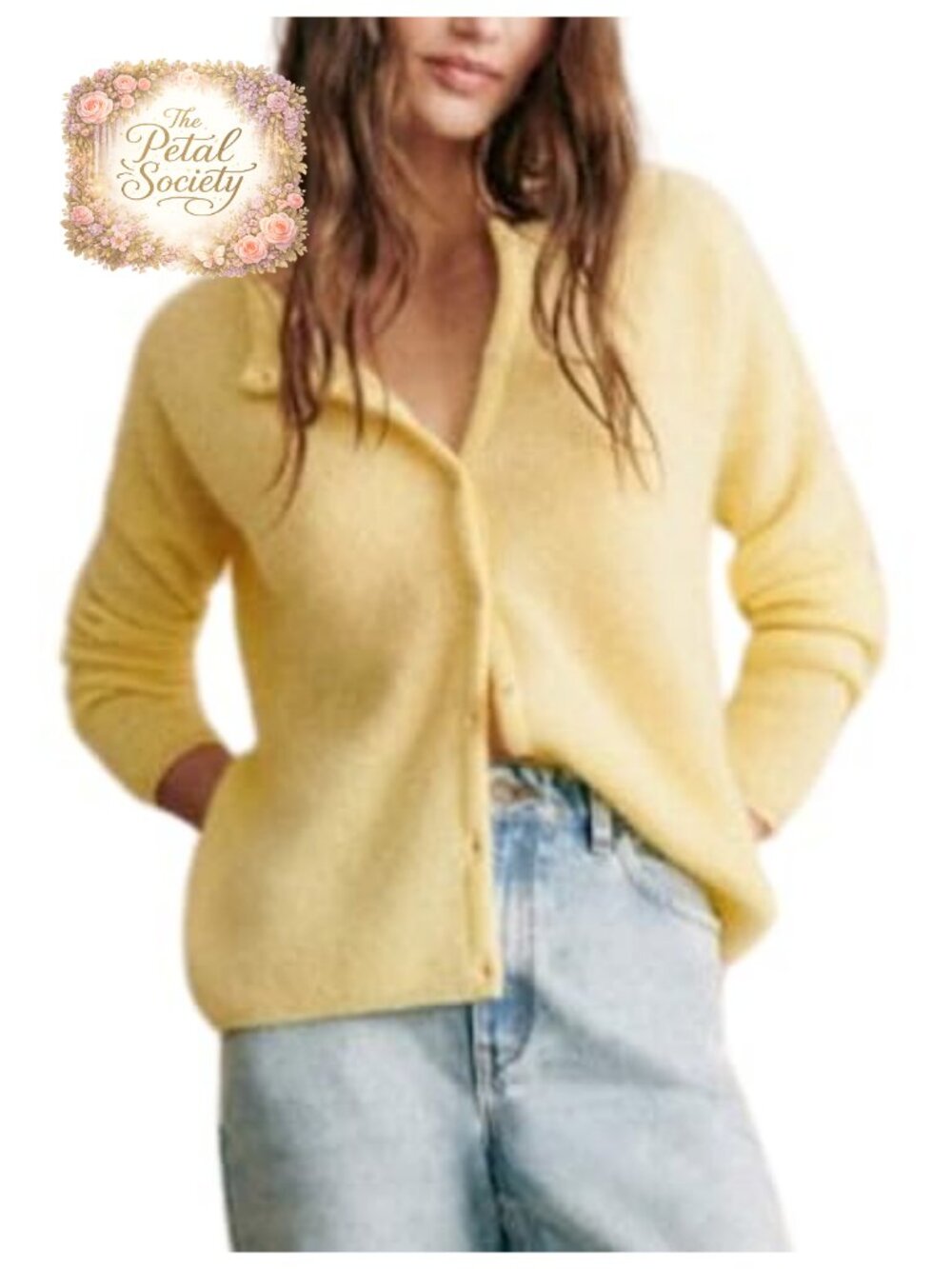 Women's Knit Cardigan Crew Neck Button Down Sweater Jumper
